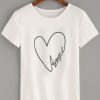 White Heart Letters Print T-shirt