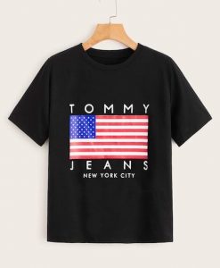 American Flag & Letter Print T-Shirt SR01