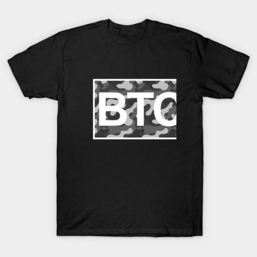 Bitcoin Black and White Camo T-Shirt AD01