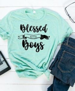 Blessed with boys boy mom shirt KH01