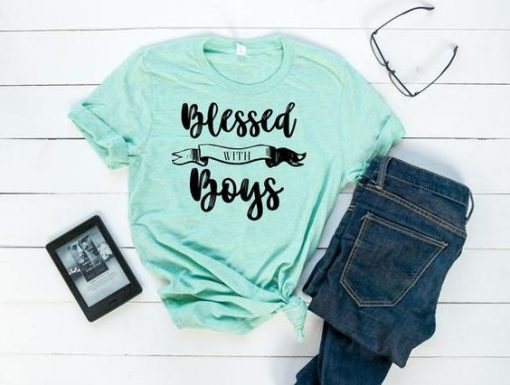 Blessed with boys boy mom shirt KH01