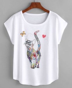 Cat Print Loose Tee T-shirt FD01