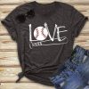 Love Baseball Bat Print T-shirt FD01