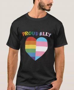 Proud Ally LGBT Rainbow Heart T-Shirt AD01