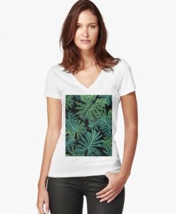 Tropical Jungle Night Leaves T-Shirt EL01
