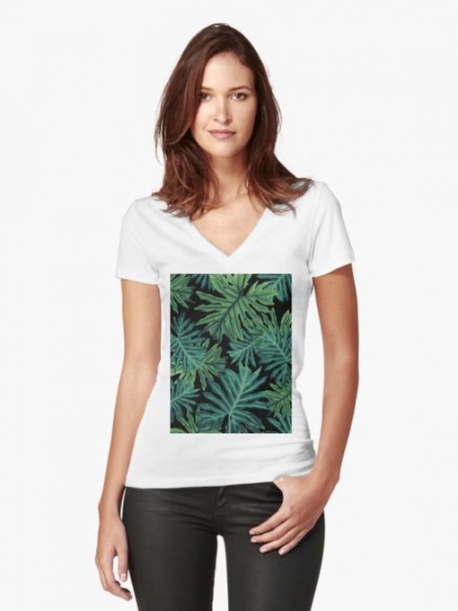 Tropical Jungle Night Leaves T-Shirt EL01