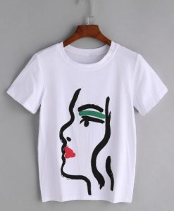 White Graffiti Print T-shirt FD01