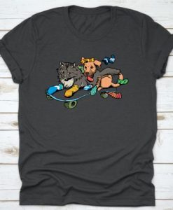 Cat Dog Skateboard Lovers T-Shirt FD01