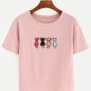 Cat Embroidered T Shirt SR01