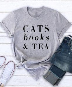 Cats books & tea T Shirt SR01