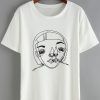 Dip Hem Print White T-Shirt FD01