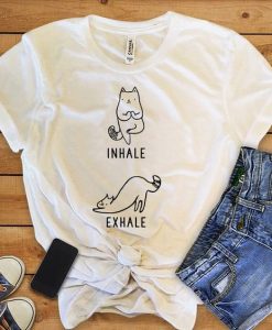 Inhale Exhale Cat Yoga T-shirt SR01