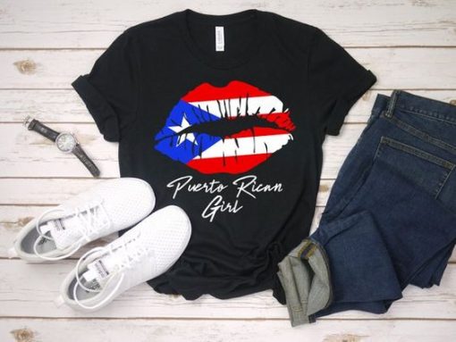 Puerto Rican Girl Flag Lips T Shirt SR01