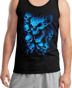 Screaming Blue Skulls Tank Top DS01