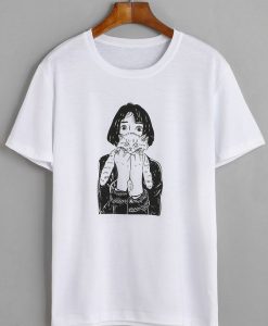 girl holding cat tee T-shirt FD01