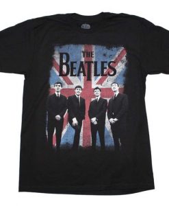 Beatles Distressed Union Jack Photo T-Shirt FD01
