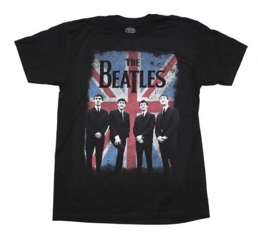 Beatles Distressed Union Jack Photo T-Shirt FD01