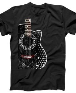 Black Acoustic Guitar Grunge T-Shirt FD01
