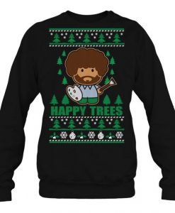 Bob Ross Happy Trees Christmas Sweatshirt EL29