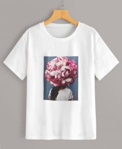Floral And Figure Print Tee T-Shirt VL01