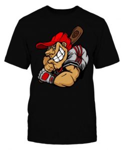 Funny cartoon baseball player T-Shirt SR01