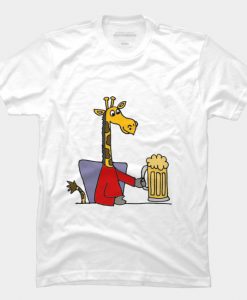 Giraffe Drinking Beer T Shirt SR01