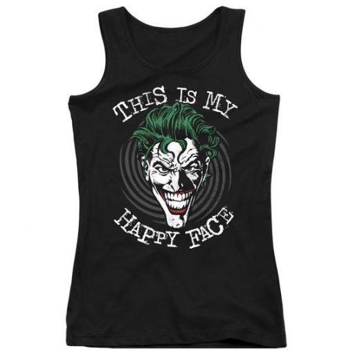 Happy Face Spiral Black Tank Top AZ01