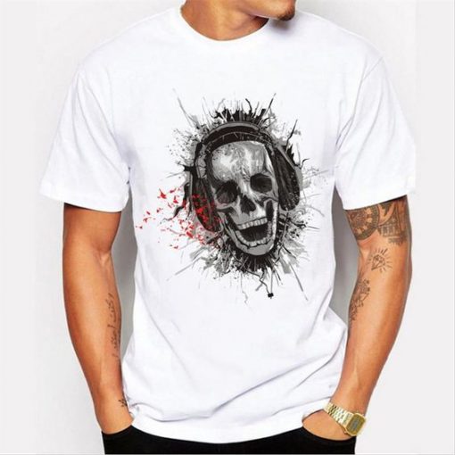 Men's trend music skull and head Top T-shirt FD01