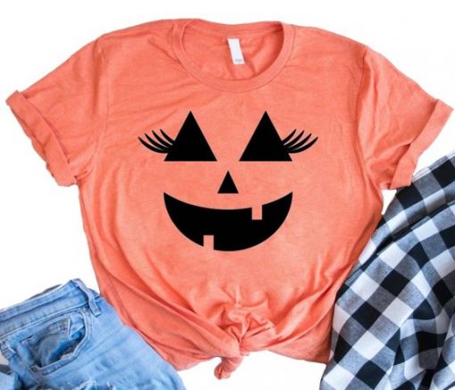 Pumpkin Face Halloween Tshirt EL