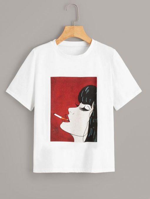 Red Figure Print Tee T-Shirt VL01