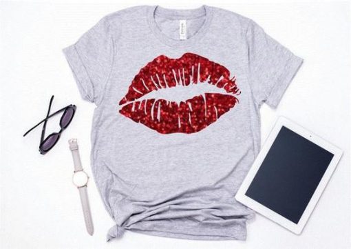 Red Glitter Lips T-Shirt ER01