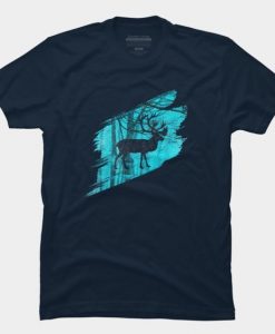 Reindeer Wild Animal Blue Tshirt ER31