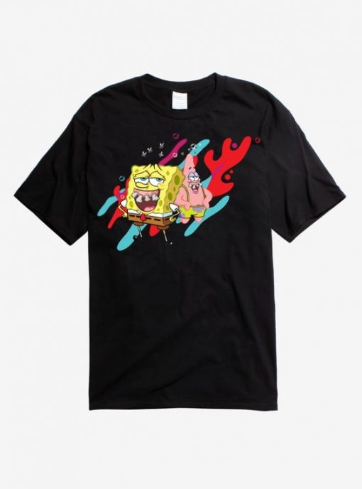 SpongeBob & Patrick Teeth Blk T-Shirt ER01