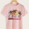 Tropical & Landscape Print Tee T-Shirt VL01