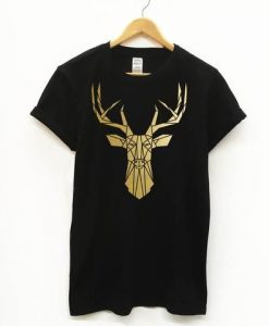 Unisex Geometric Stag black T-shirt ER31