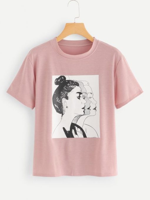Women Figure Print Tee T-Shirt VL01