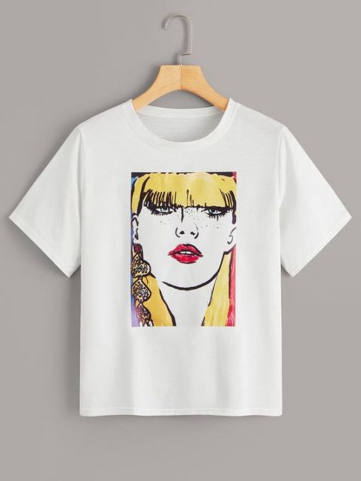 Yellow Figure Print Tee T-Shirt VL01