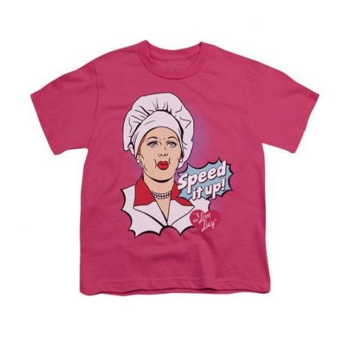 speed it up comic hot pink youth tee t-shirt ER