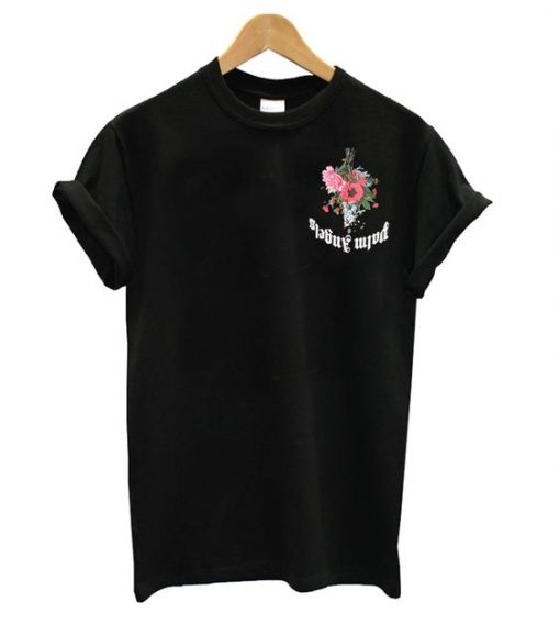 Angels Black Flowers T shirt N14SR