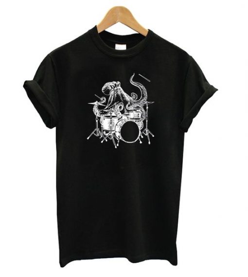 Octopus Playing Drums T shirt SR7N