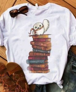 Owl And Books T Shirt N14SR