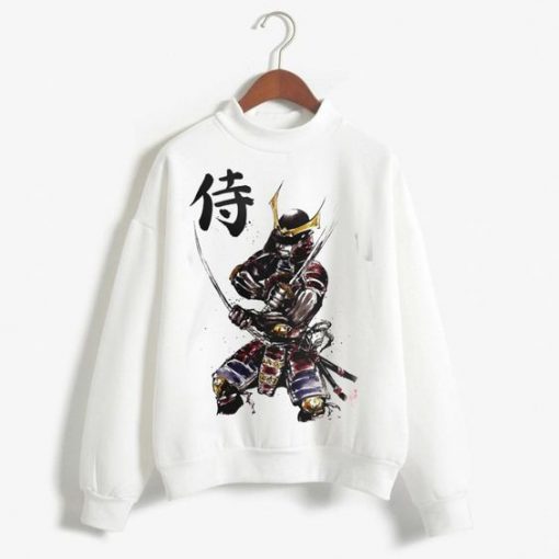 Samurai Illustration Folk Sweatshirt Fd4D