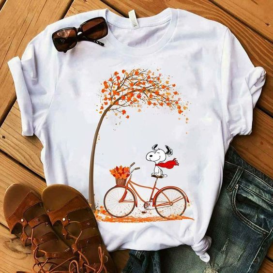 Snoopy Riding A Bike Autumn T Shirt AF16A0