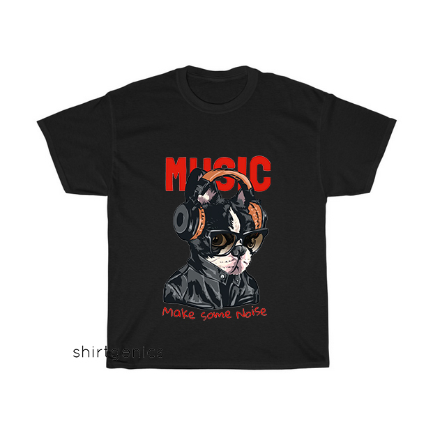 music slogan with dog illustration T-Shirt EL11D0