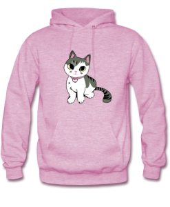 cute cat pink hoodie qn
