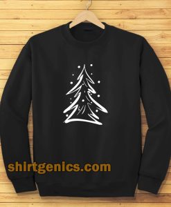 Evergreen Scribble Snow Tree Boyfriend Tee Sweatshirt