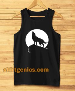 Howling wolf silhouette and full moon Tanktop