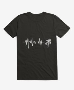 Astronaut Space Heartbeat Black T-Shirt TPKJ3