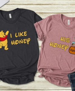 Valentine Pooh Bear Couple I Like Honey His Honey Honeymoon T Shirt SD