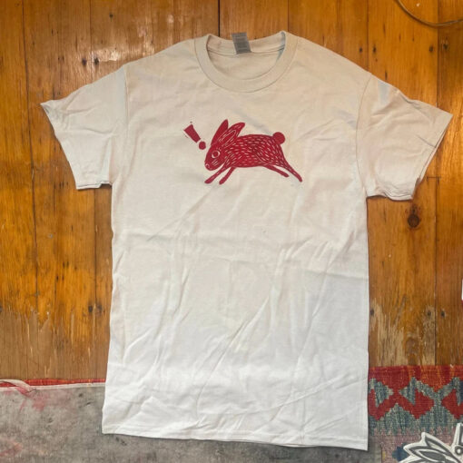 Red Rabbit on Grey T-Shirt SD